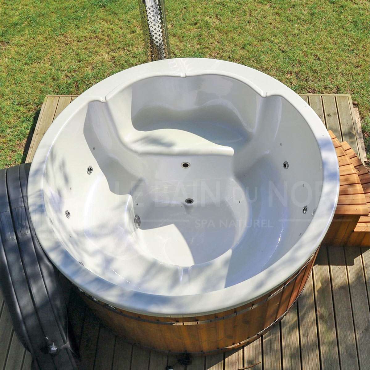 Bain Nordique rond de 200cm pour 4-5 personnes avec poêle intégré – Image 3