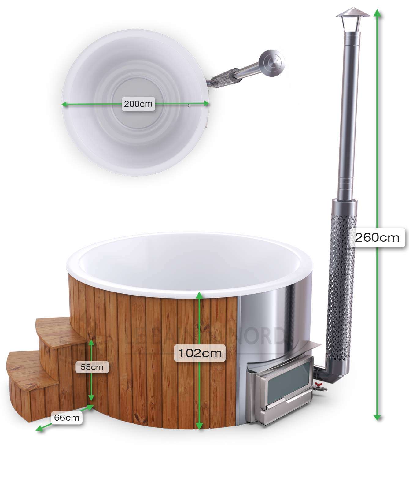 Dimensions Bain Nordique Rond interne 200cm